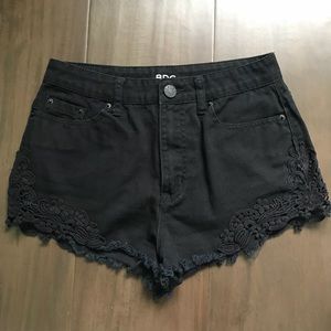 Black High Waisted Cut-off Shorts